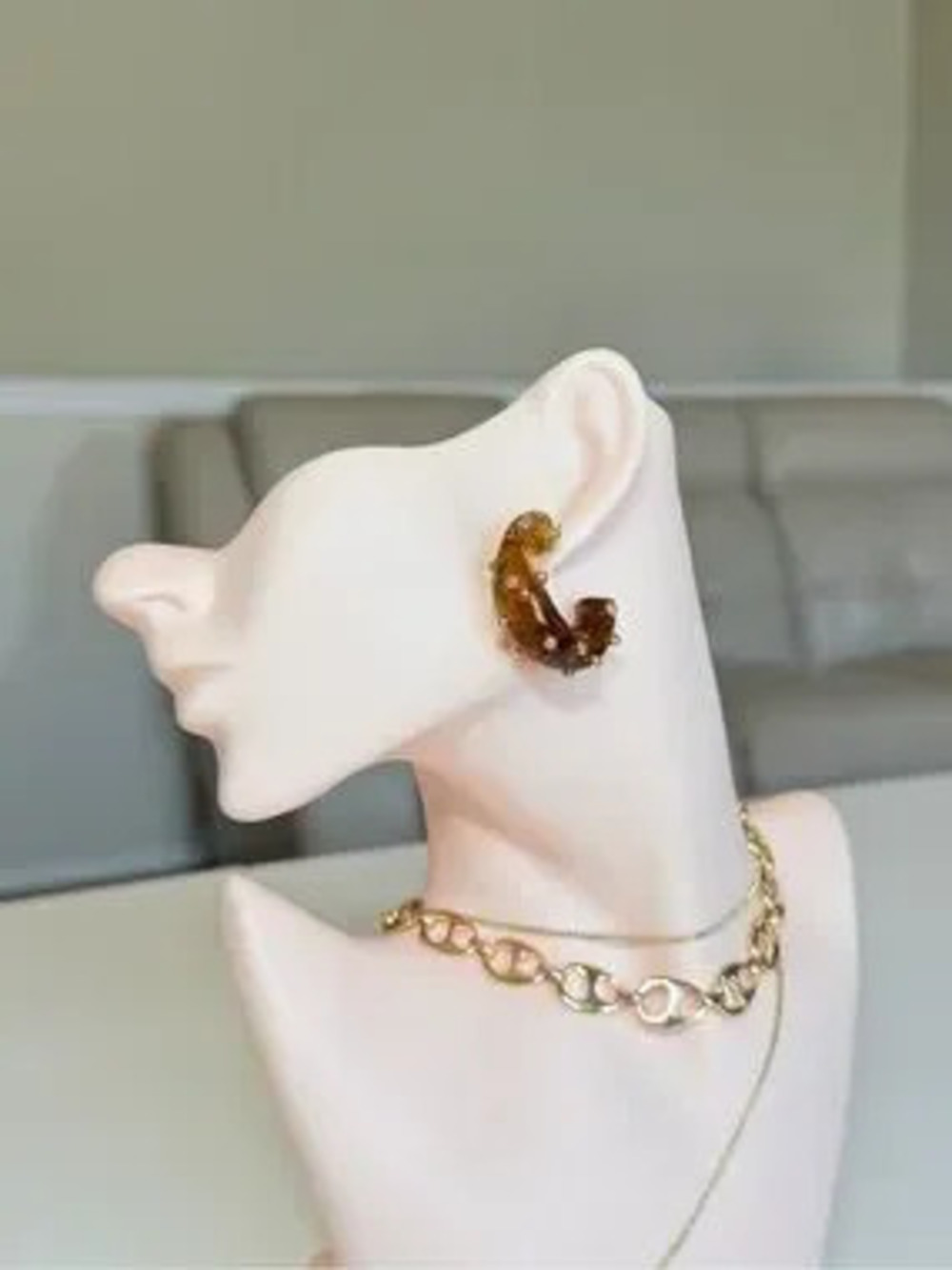 Amber-Tone Hoop Earrings with Gold Accents